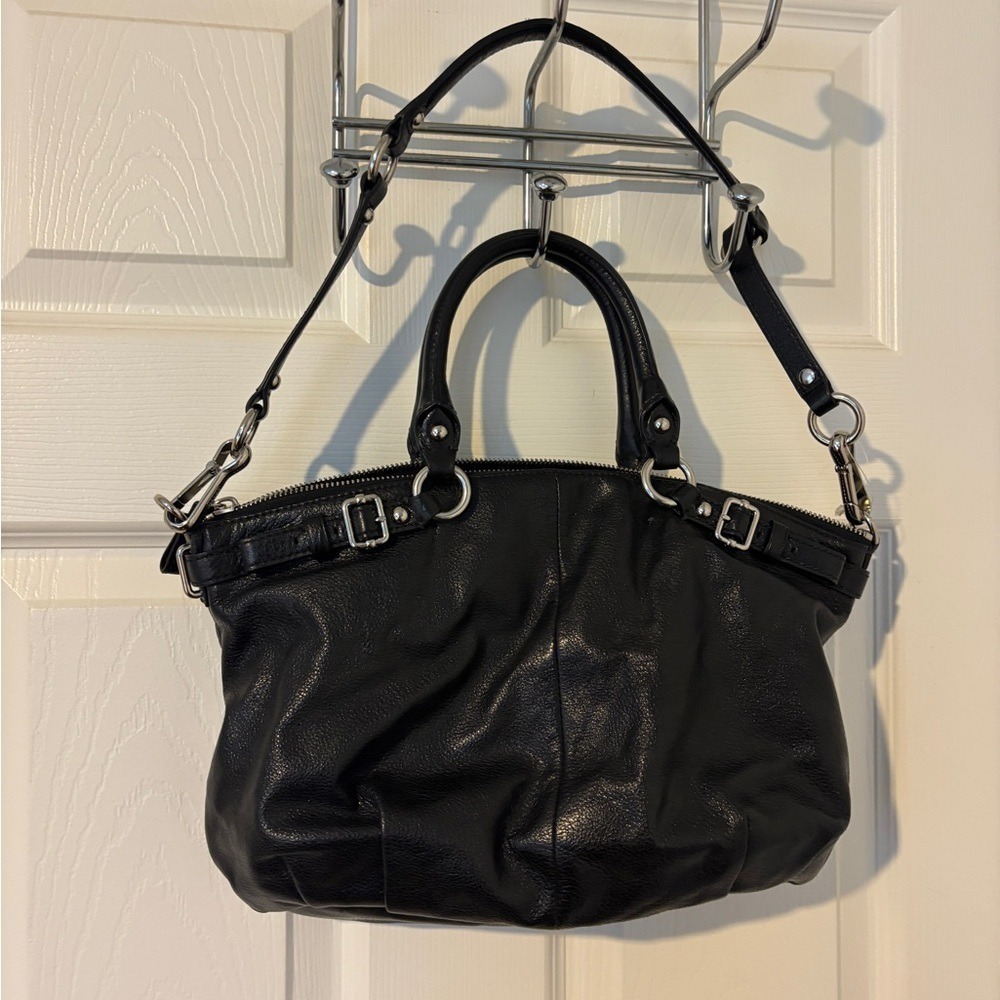 Super Stylish Coach Madison Black Leather Convertible Satchel W Shoulder Strap - Picture 6 of 9